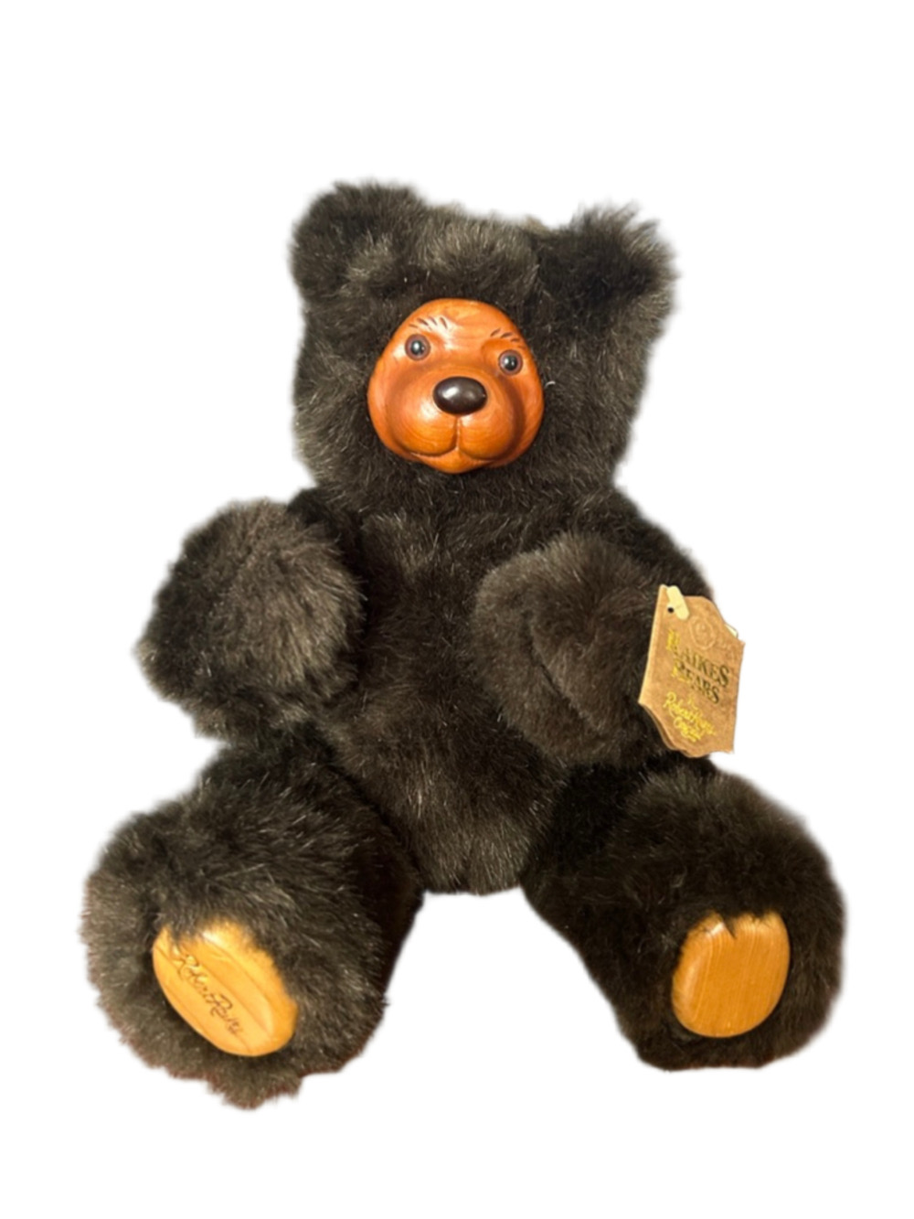 Vintage Raikes Bears Cookie Teddy Bear Brown Wood Face Signed